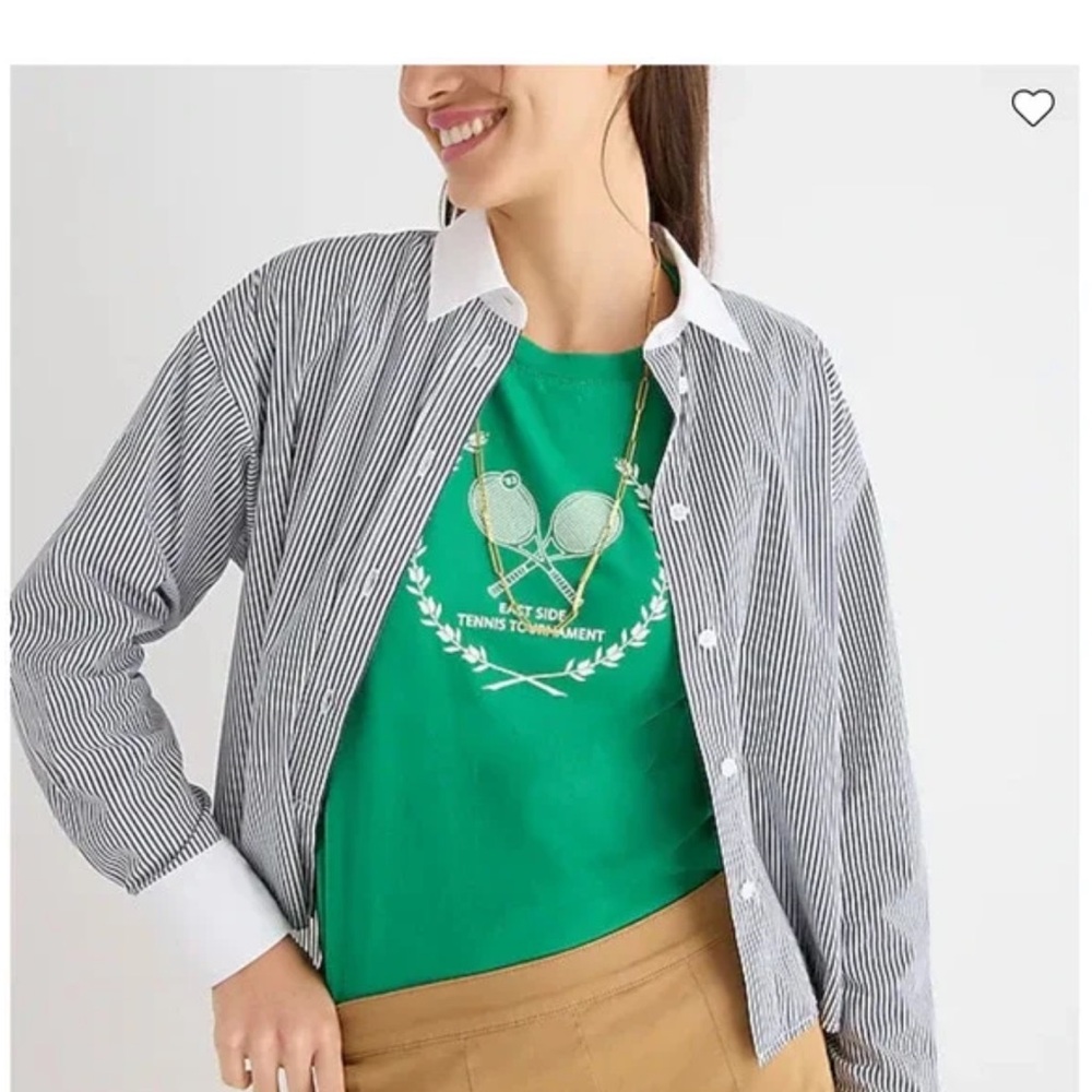 NWT J. Crew Kelly Green "Tennis Tournament" Graphic Relaxed T-Shirt NEW LARGE - Picture 3 of 5